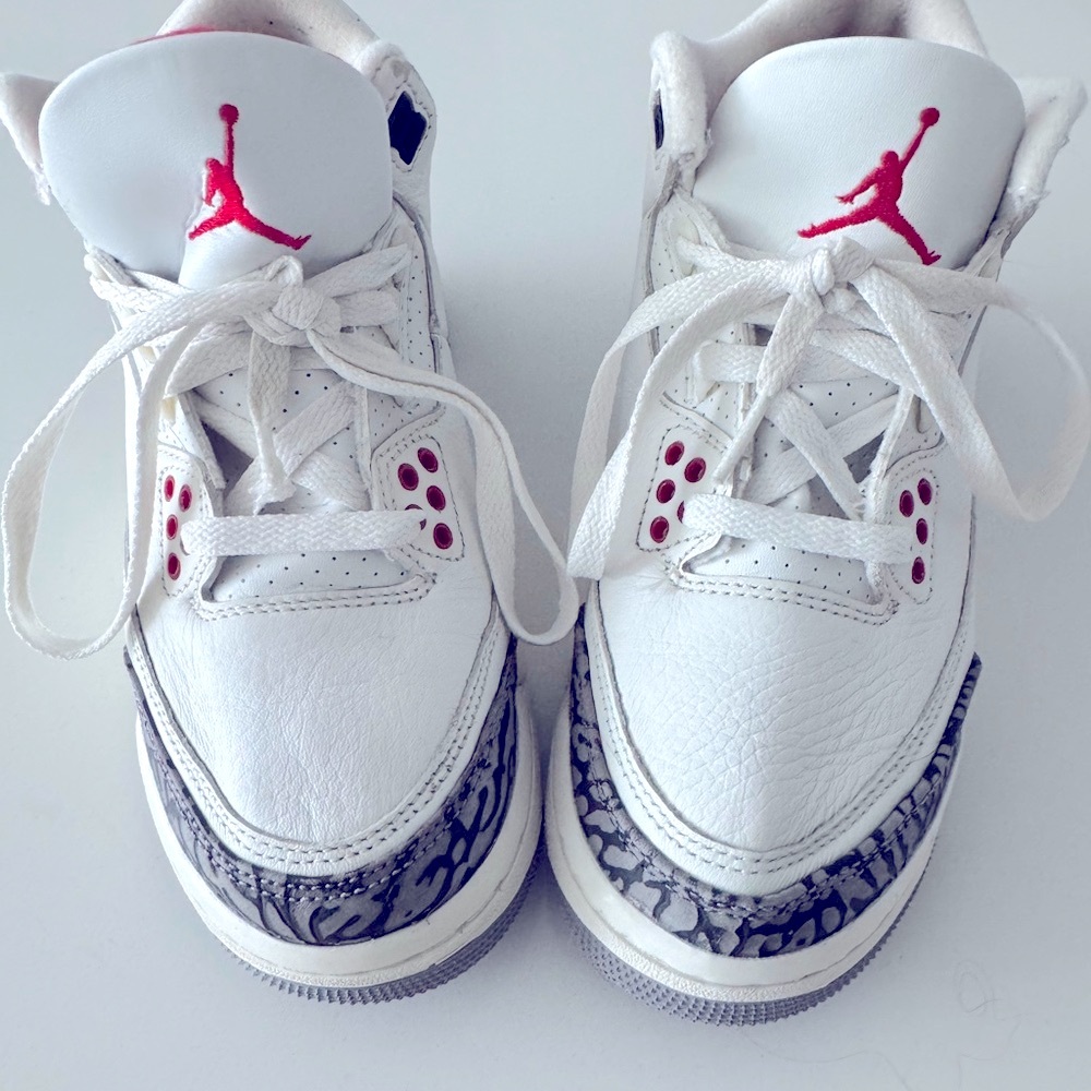 Jordan White and Red High-Top Sneakers with Signature Jumpman